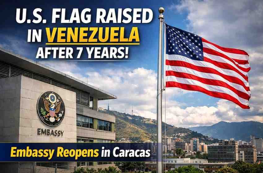 US Flag Raised Embassy Venezuela: American Flag Hoisted in Venezuela