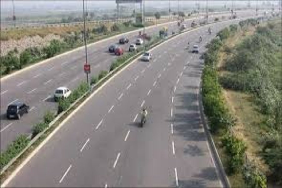 Aerial view of the six-lane