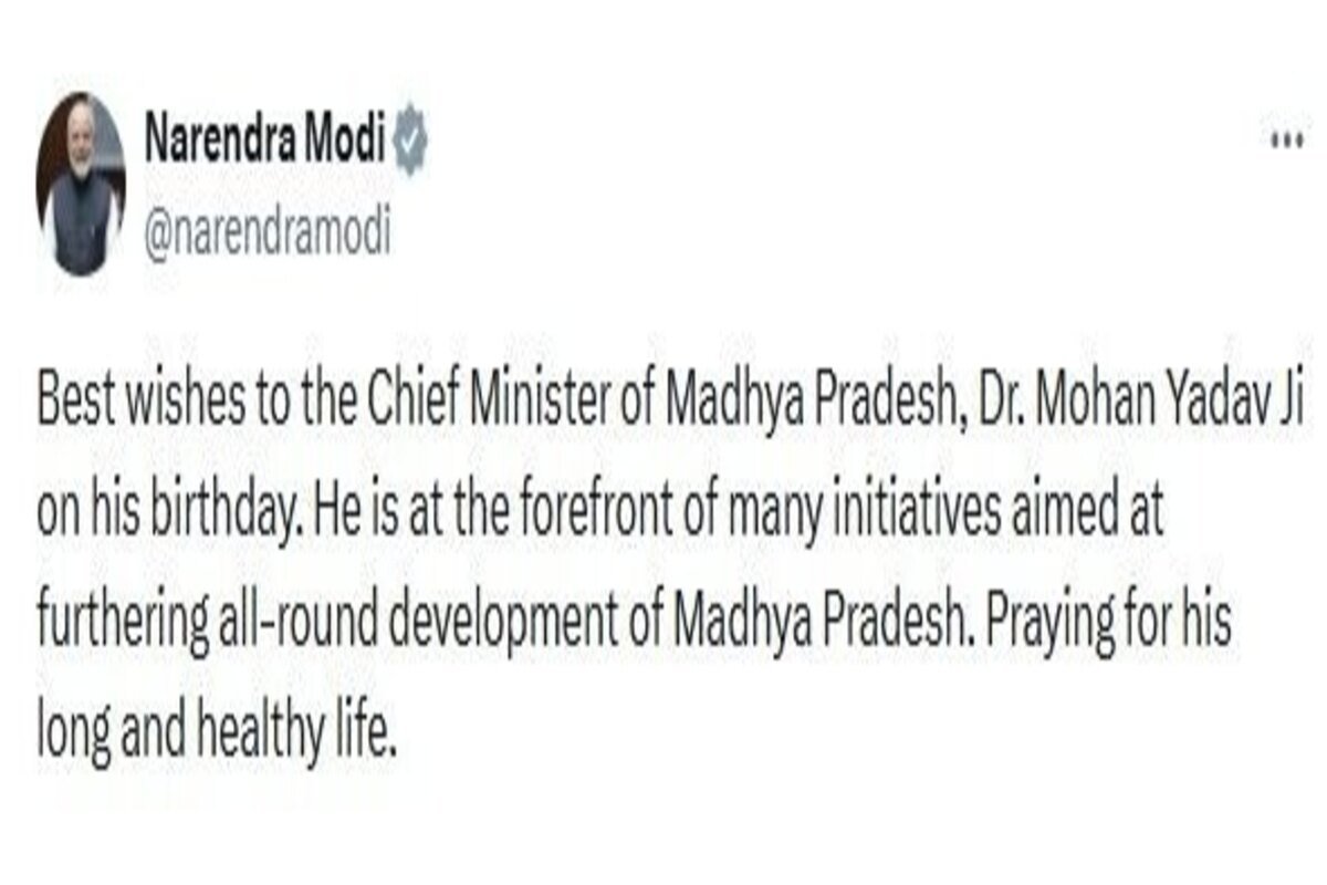 PM Modi wishes MP CM Dr Yadav a happy birthday
