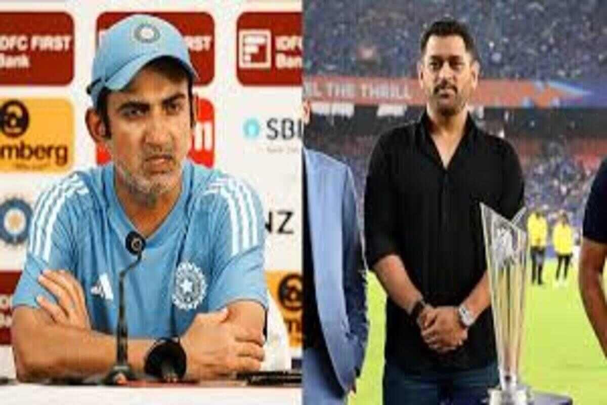 A collage of Gautam Gambhir (Left) and MS Dhoni (Right)