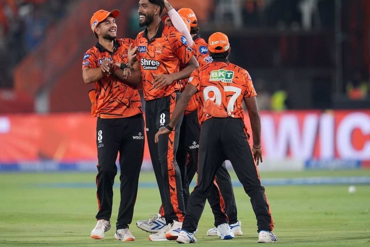 Praful Hinge after dismissing an SRH batter